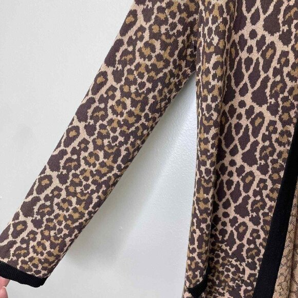 Soft‎ Surroundings Leopard Cardigan Sweater Womens Small Brown Long Sleeve Open - Picture 9 of 11